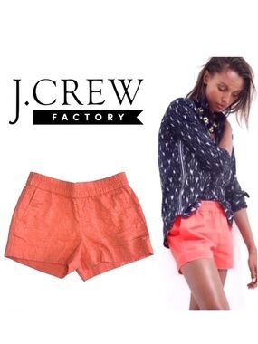 J. Crew Coral Jacquard Textured Boardwalk Shorts